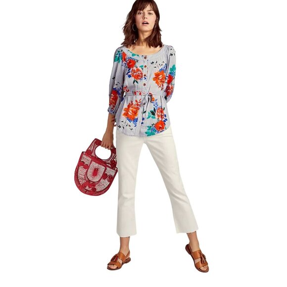 Anthropologie Maeve Lilorne Floral Buttondown Women's Top Size 0 New without Tag - Picture 3 of 8